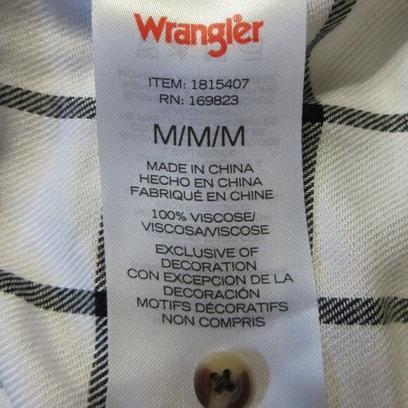 WRANGLER Ladies White Black Plaid Blouse Sz M (8-10) Popover Top Tunic Shirt NWT - Picture 10 of 13